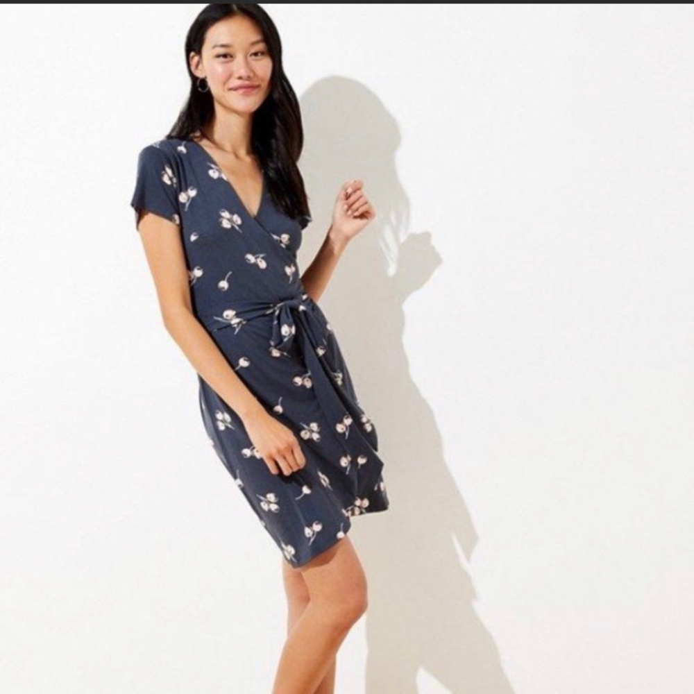 LOFT Cherry Knit Wrap Dress